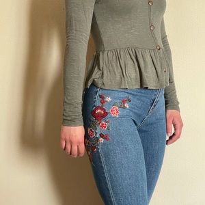 Floral Embroidered Jeans